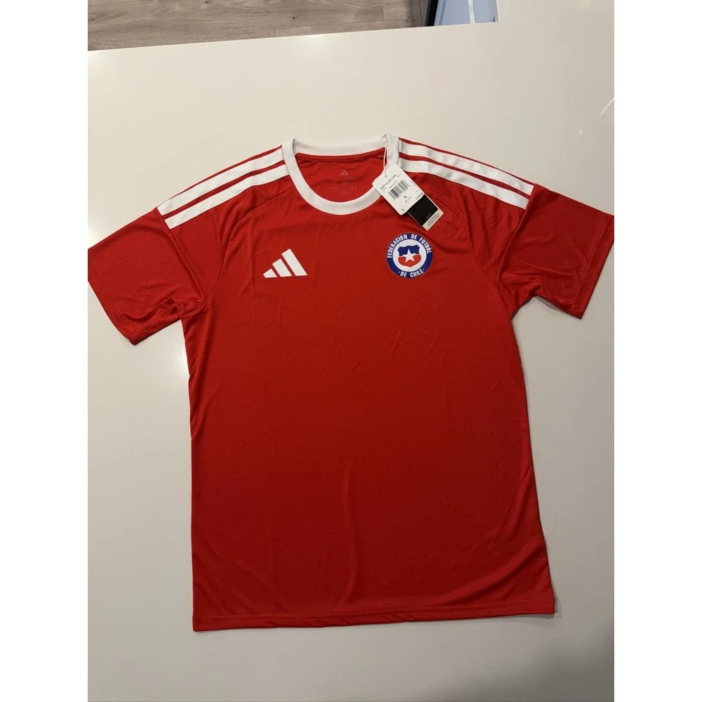 adidas Chile National Team Soccer Jersey Mens L Red Slim Fit KB3427 NEW